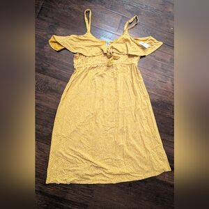 Old Navy Mustard Yellow Midi Sundress with Ditsy Dot Print
